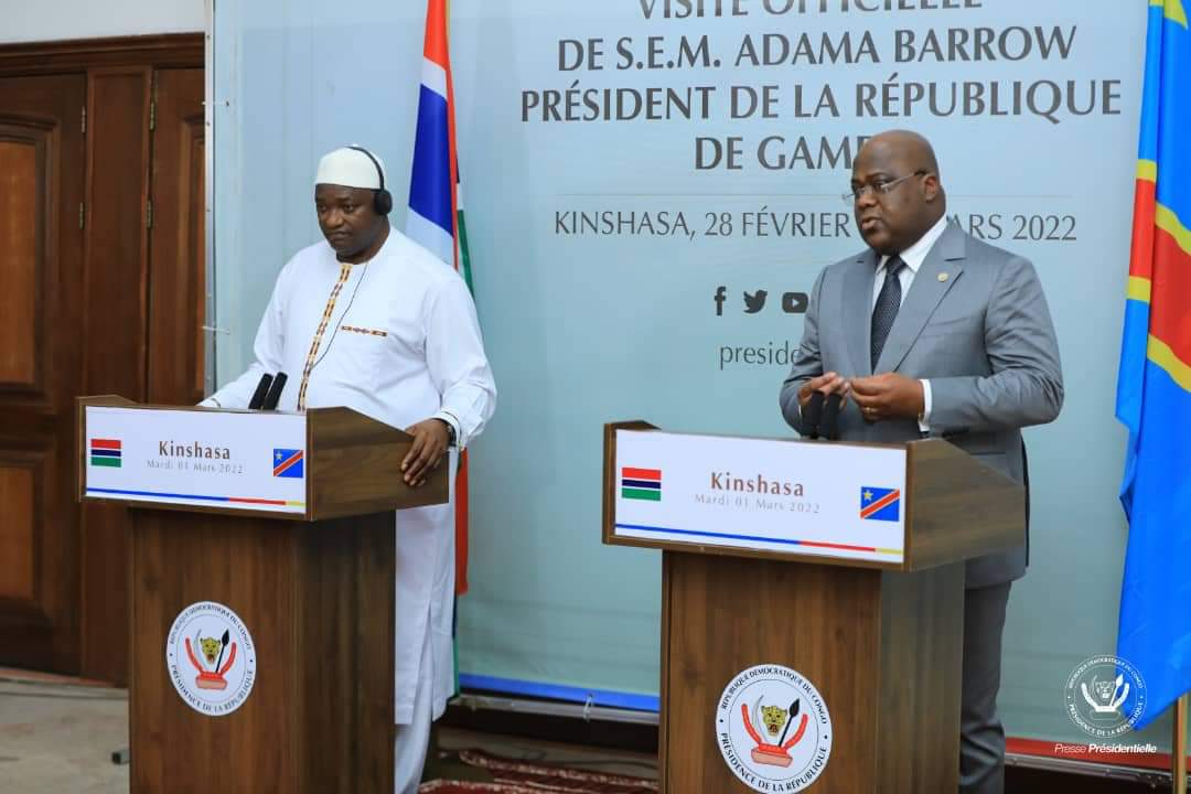 Coopération: Félix Tshisekedi et Adama Barrow  pour renforcement de l’axe Banjul-Kinshasa